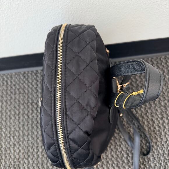 Bebe Women's Black Quilted Backpack Purse Bag Gold Hardware Buckle Straps NEW - Picture 2 of 15